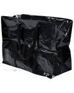 Juodas PP-austinis pirkinių maišelis su rankenėle ir segtuku 65+34x48cm