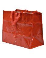 Raudonas PP-austinis pirkinių maišelis su rankenėlėmis 45+26x38cm