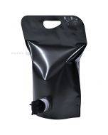 Juodas pastatomas maišelis su drugio formos kraneliu 23+(15+13,5)x26,5cm 3L