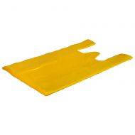 Geltonas plastikinis maišelis su rankenėle 25+12x45cm, 100vnt/pakuotė