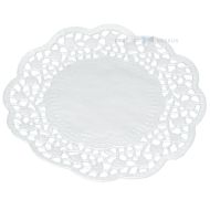 Tortų padėkliukai, diam. 14cm (vid. d. 8cm), balti, su rožėmis, pakuotėje 500vnt