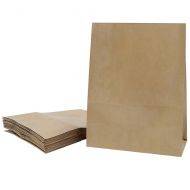 Rudo popieriaus maišelis su platinta apačia 22+12x28cm, 60g/m2, 25vnt/pakuotė