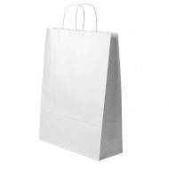 Baltas popierinis maišelis suktomis rankenėlėmis 24+11x31cm