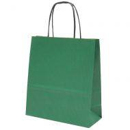 Žalias popierinis maišelis suktomis rankenėlėmis 19+8x21cm