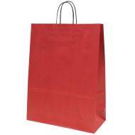 Raudonas popierinis maišelis suktomis rankenėlėmis 32+14x42cm