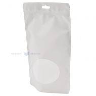 Matinis baltas pastatomas maišelis su langeliu 18+(2x4,5)x25,5cm, 50vnt/pakuotė