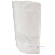 Baltas pastatomas maišelis su langeliu 16+(2x4,5)x19cm, 50vnt/pakuotė