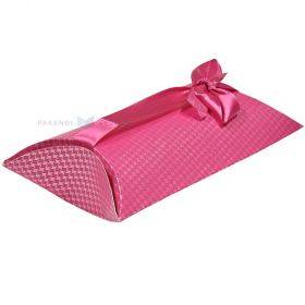 Rožinė raštuota ovali dovanų dėžutė 115x150x50mm