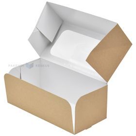 Kartoninė torto dėžutė ruda/balta su langeliu 20x10x8cm, 50vnt/pakuotė