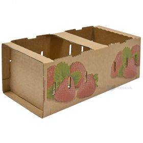 Kartoninis indelis uogoms su braškių spaudu 1000ml / 1 L 279x124x103mm, 10vnt/pakuotėje