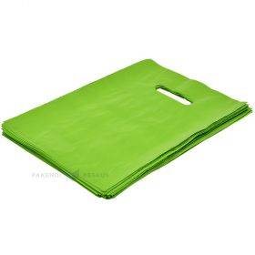 Žalias plastikinis maišelis kirsta rankenėle 20x30cm, 100vnt/pakuotė