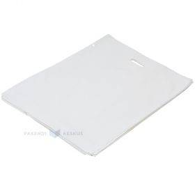 Baltas plastikinis maišelis kirsta rankenėle (tvirtinta) 55x60+5cm
