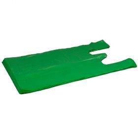 Žalias plastikinis maišelis su rankenėle 30+16x52cm, 100vnt/pakuotė