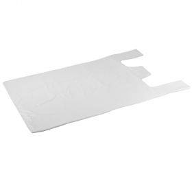 Baltas plastikinis maišelis su rankenėle 30+18x60, 100vnt/pakuotė