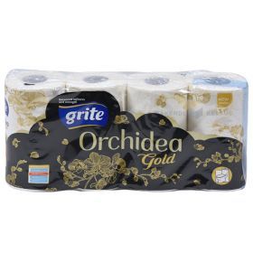 3-sluoksnių tualetinis popierius Grite Orchidea Gold 9,6cm plotis, 8x21,25m/rulonas
