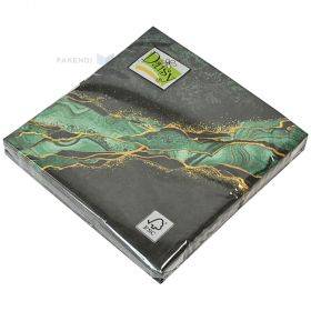 3-sluoksnių servetėlė, su žalio marmuro piešiniu 33x33cm, 20vnt/pakuotė