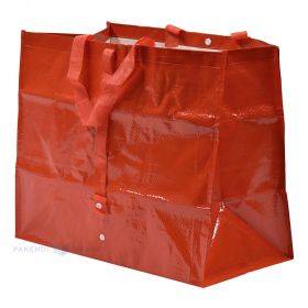 Raudonas PP-austinis pirkinių maišelis su rankenėlėmis 45+26x38cm