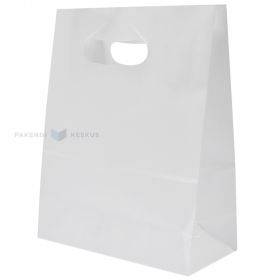 Baltas popierinis maišelis su rankena, 22+11x28cm, 70g/m²