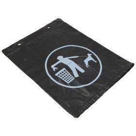 Juodas gyvūnų išmatų maišelis 25x30+4cm su spaudu, 100vnt/pakuotė