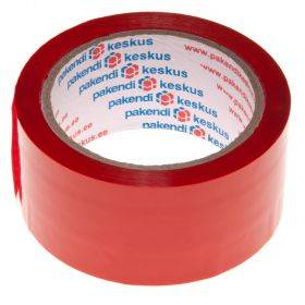 Raudona lipni pakavimo juosta 48mm plotis akrilinė, 66m/rulonėlis