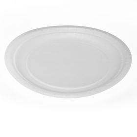Laminuota balto popieriaus lėkštė 18cm, 100vnt/pakuotė