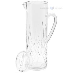 Ąsotis su dangteliu, SAN plastikas, 1500 ml, daugkartinio naudojimo, 500x plovimų