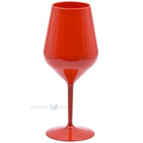 Vyno taurė, raudona plastikinė 470ml TT 350x plovimų