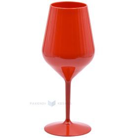 Vyno taurė, raudona plastikinė 470ml TT 350x plovimų