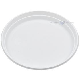 Daugkartinio naudojimo balta plastikinė lėkštė 22cm 125x plovimų, 100vnt/pakuotė