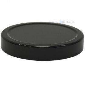 Juodas metalinis stiklainio dangtelis skersmuo 82mm aukštis 14mm