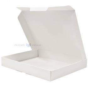 Balta dovanų dėžutė sujungtu dangteliu 326x245x45mm