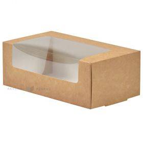 Kartoninė torto dėžutė ruda/balta su langeliu 16x9x6cm, 25vnt/pakuotė
