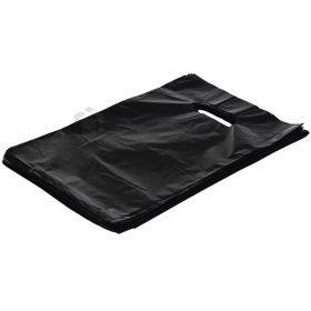 Juodas plastikinis maišelis kirsta rankenėle 20x30cm, 100vnt/pakuotė