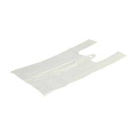 Baltas plastikinis maišelis su rankenėle 16+12x30cm, 100vnt/pakuotė