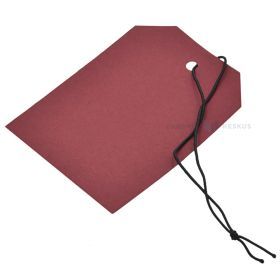 Kartoninė etiketė, 70x50 mm, bordo, su skylute, su virvele, pakuotėje 50 vnt