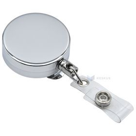 Kaklo kortelės laikiklis su „yoyo“ mechanizmu, metalinis, Europel, 80cm, sidabrinis
