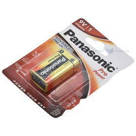 Baterijos, 6LR61 "koronos" tipo, Panasonic Pro Power, 6LR61PPG/1B, 9V, pakuotėje 1 vnt.