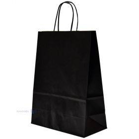 Juodas popierinis maišelis suktomis rankenėlėmis 24+11x31cm