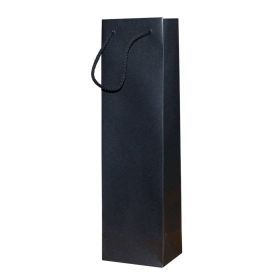 Juodas popierinis maišelis virvelinėmis rankenėlėmis 10+10x35cm