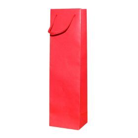 Raudonas popierinis maišelis virvelinėmis rankenėlėmis 10+10x35cm