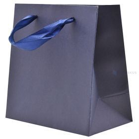 Popierinis dovanų maišelis, 15+8x15cm, tamsiai mėlynas