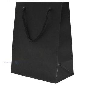 Matinės juodos spalvos dovanų maišelis, 18+10x23cm,