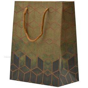 Popierinis dovanų maišelis juostelės rankenėlėmis, 18+10x23cm, deimantai kraft fone