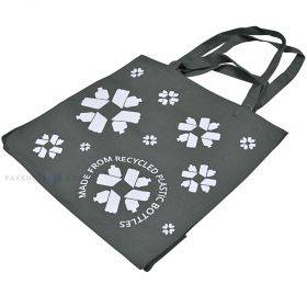 Pilkas tekstilinis krepšys su dvigubomis rankenomis, gėlių spaudas rPET 40x20x40cm