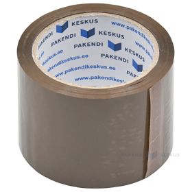 Ruda lipni pakavimo juosta 76mm plotis akrilinė, 66m/rulonėlis