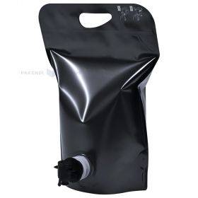 Juodas pastatomas maišelis su drugio formos kraneliu 23+(15+13,5)x26,5cm 3L