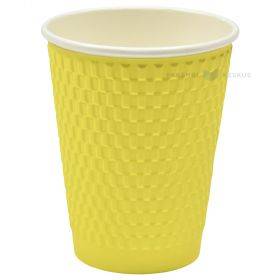 Popierinis puodelis Reljef geltonas 350ml, 25vnt/pakuotė
