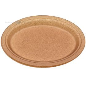 Daugkartinio naudojimo ruda medžio polimero lėkštė 26cm 125x plovimų, 50vnt/pakuotė