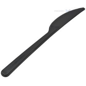 Daugkartinio naudojimo juodas peilis (PP), 18cm, 125x plovimų, 100vnt/pakuotė