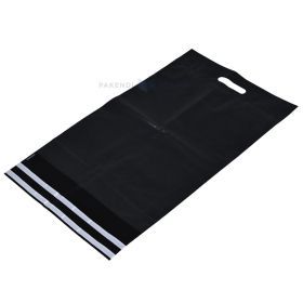 Pašto vokas 36x52+7+7cm, 2 lipnios juostelės, perforacija, juodas matinis